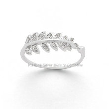 De boa qualidade jóia de prata de luxo folha forma presente anel (kr3031)